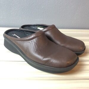 Romika Womens Shoes Mules Clogs Sz 7 38 Brown Slip On Closed Toe Leather Casual